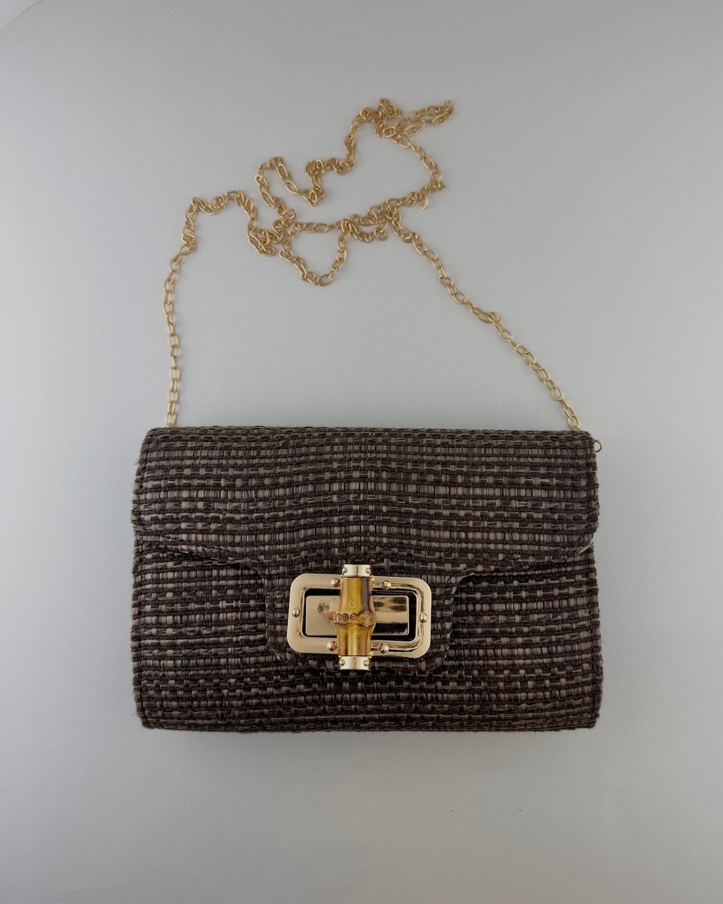 Lilly Natural Chocolate Straw Clutch