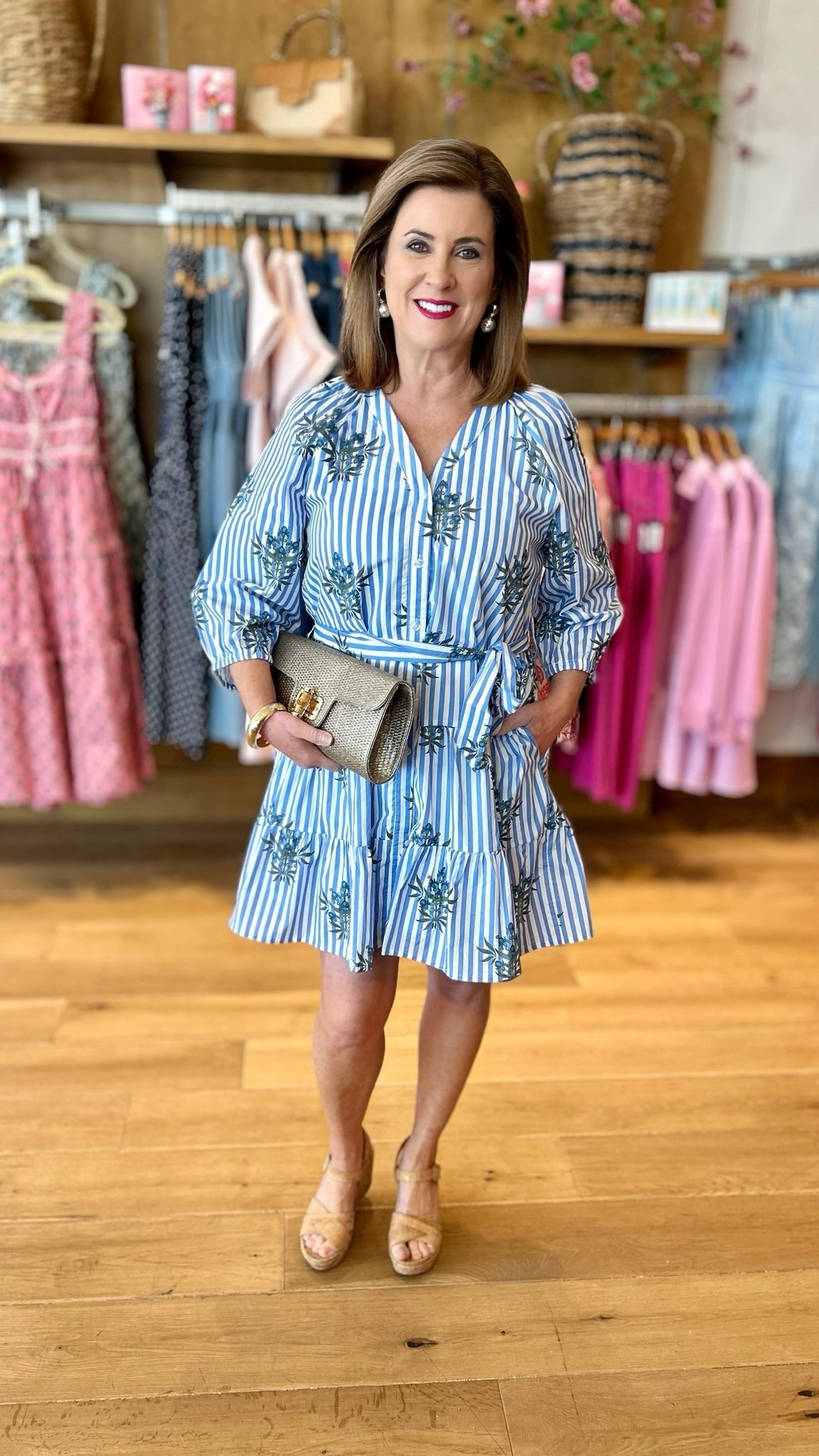 Gabby Garden - Blue Stripes & Florals