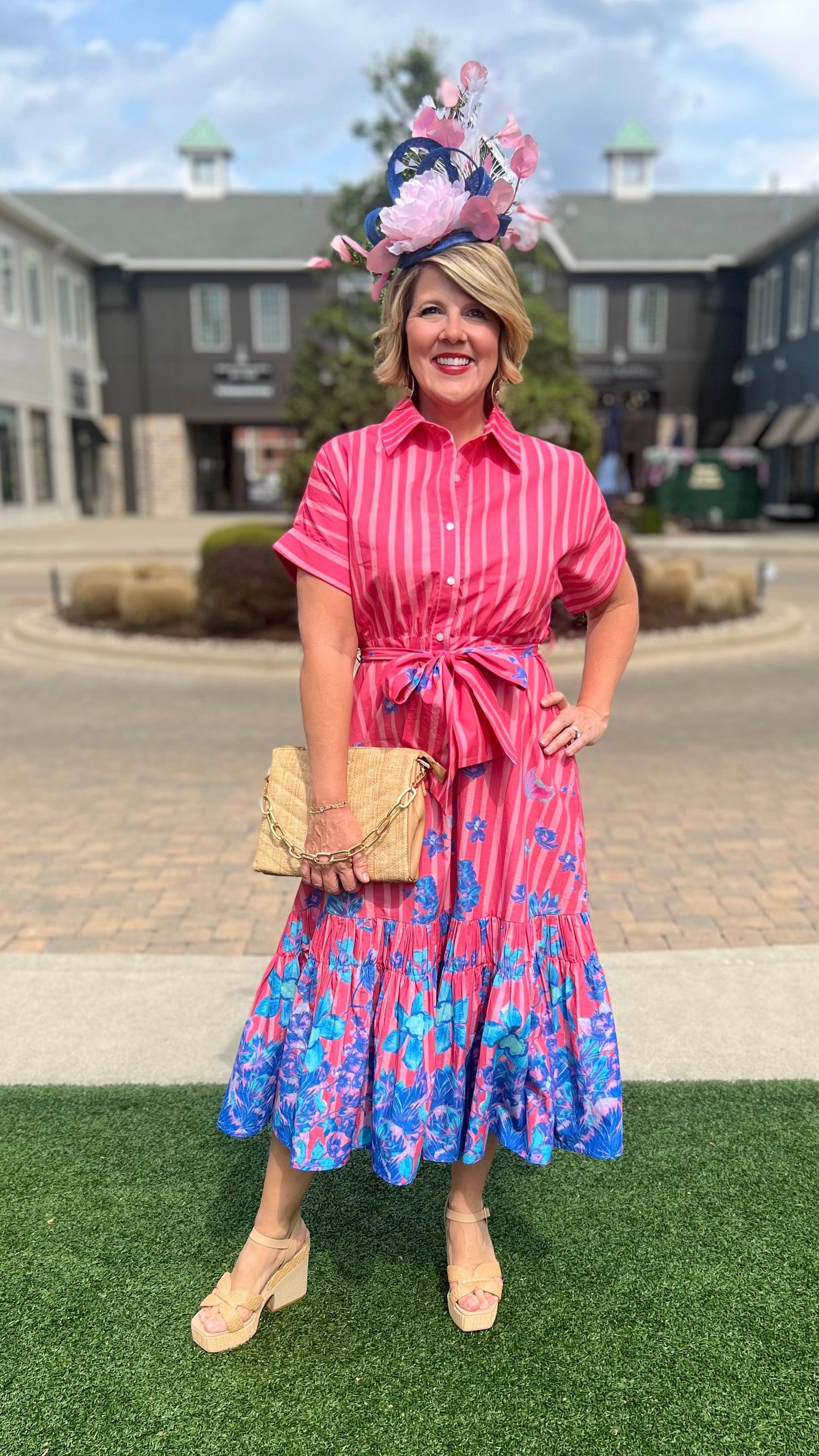 Just Bellina Bubblegum Florals Midi Dress