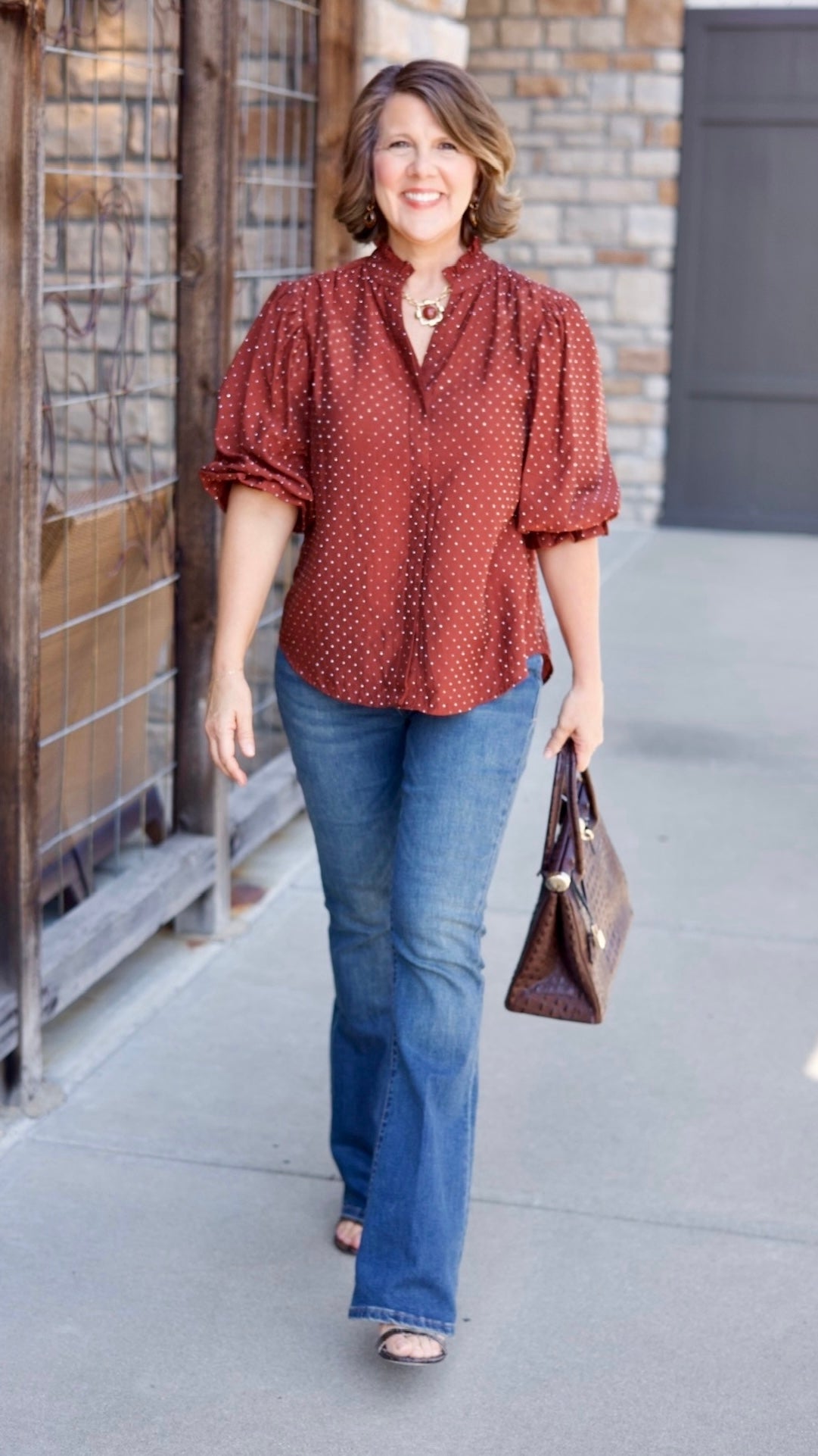 Julia Rhinestone Studded Top - Umber