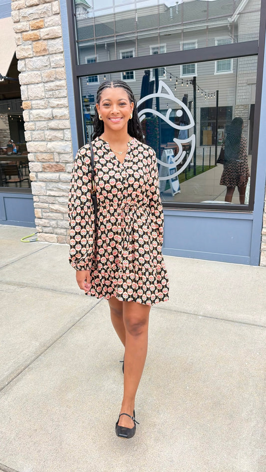 Bria Black Floral Dress - Black