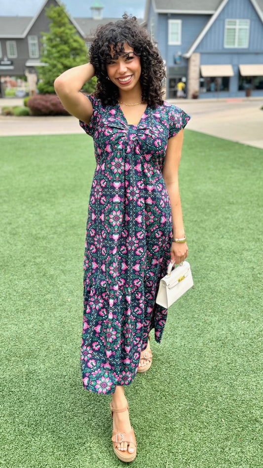 Uncle Frank Midi Dress - Navy