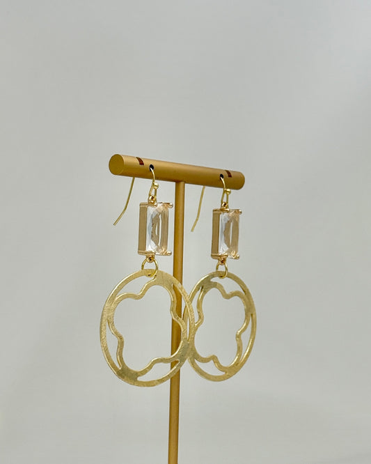 Crystal and Matte Gold Drop Earrings