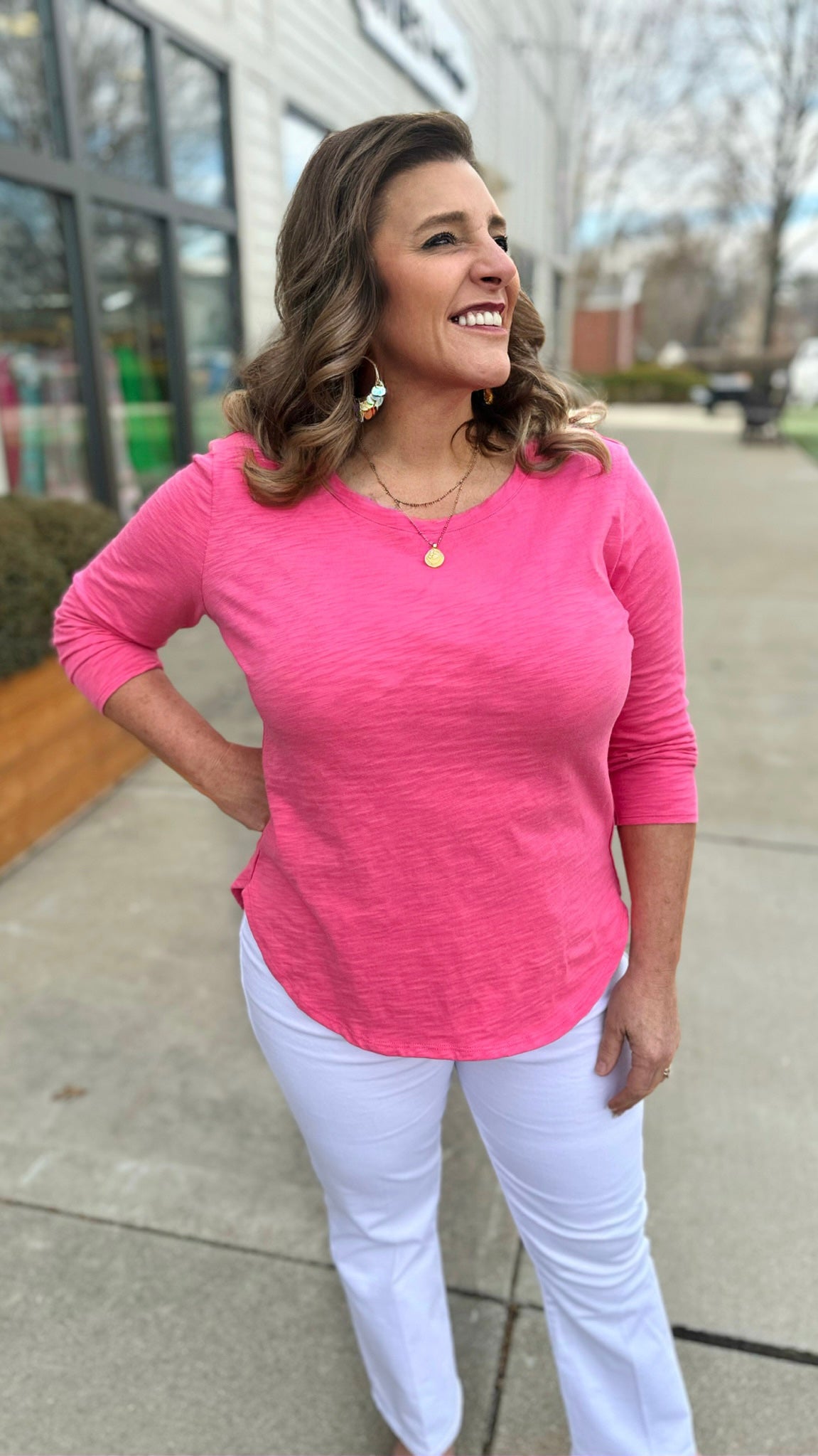 Habitat 3/4 Sleeve Hi-Lo Tshirt - Watermelon