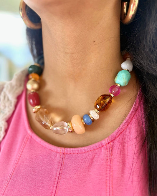 Multi Chunky Stone Necklace