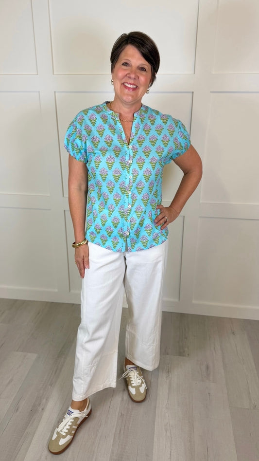 Ivy Jane Pouf Sleeve Top - Blue