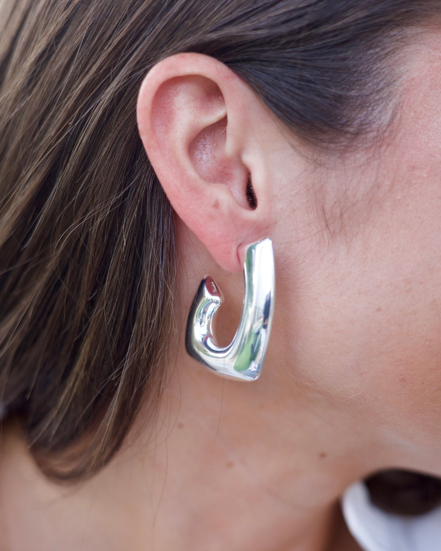 Silver Square Hoop Earrings