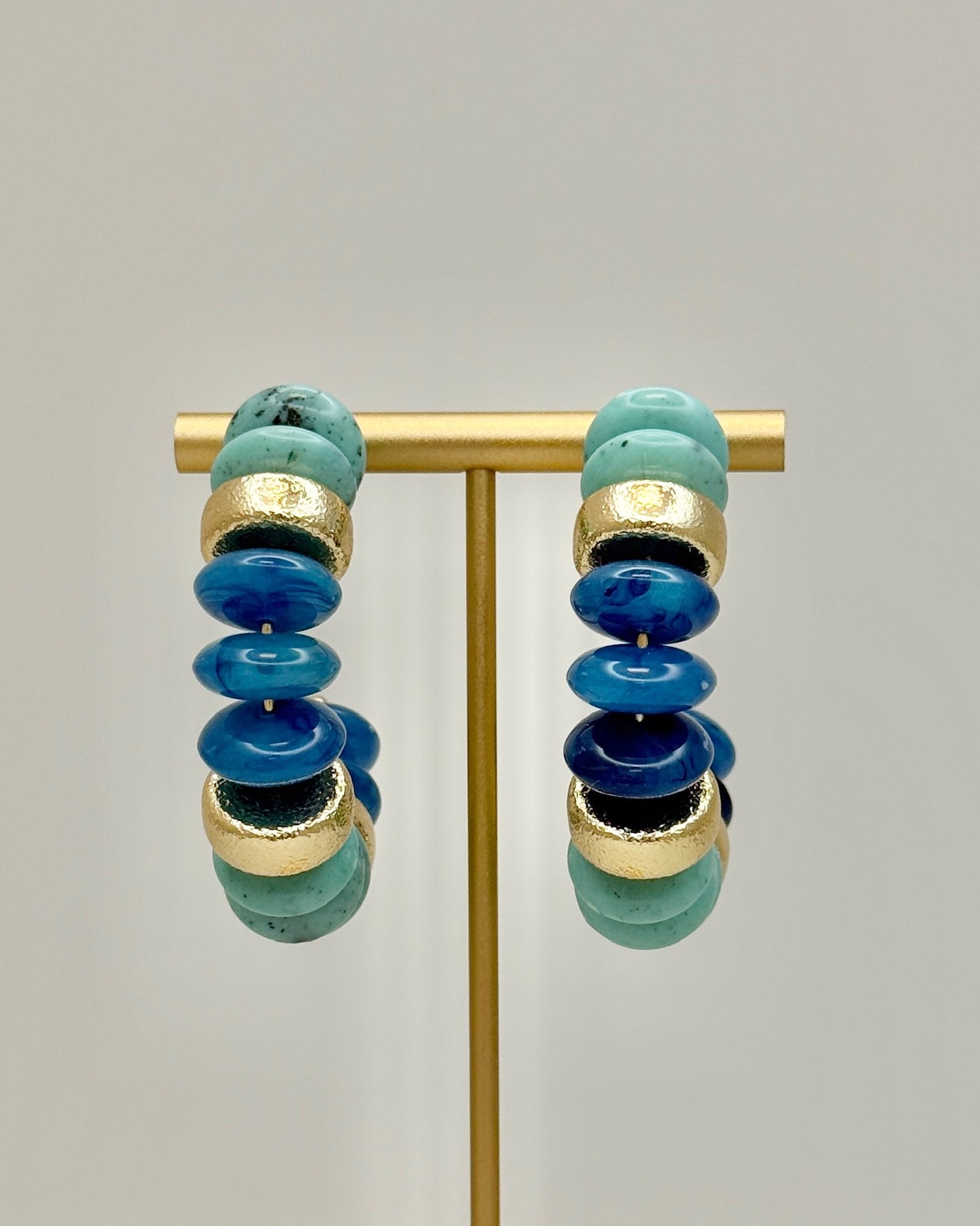 TURQUOISE BEAD HOOPS