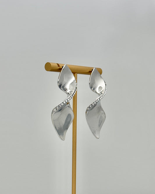 Silver and Crystal Swirl Earrings