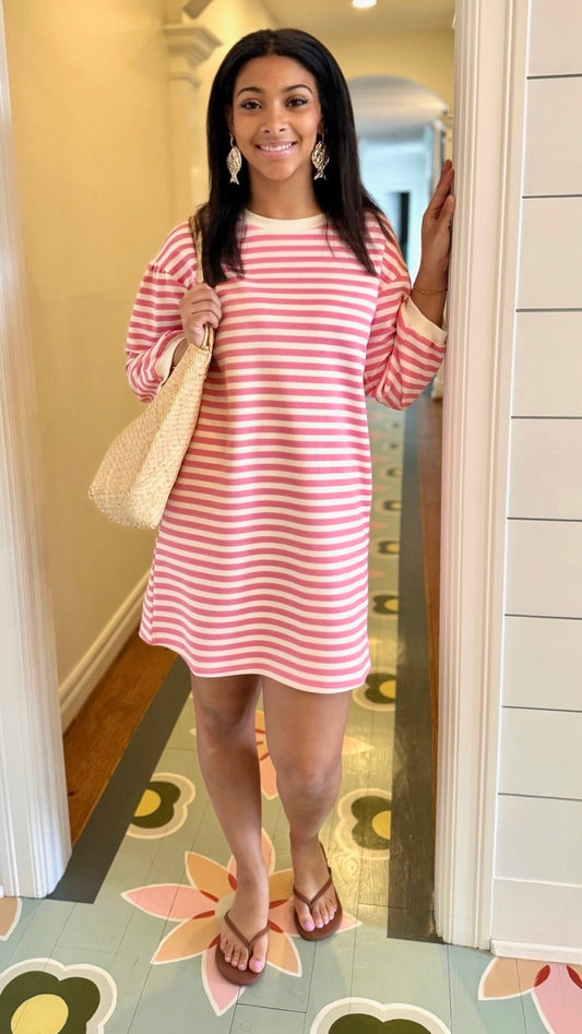 Sadie Stripe Dress - Pink