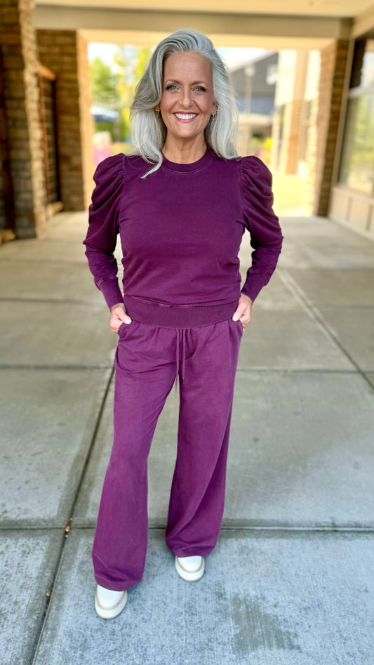 Another Love Vivian Puff Sleeve Top - Plum