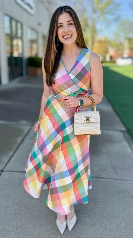 Jude Connally Easton Stretch Linen Dress - Plaid Multi