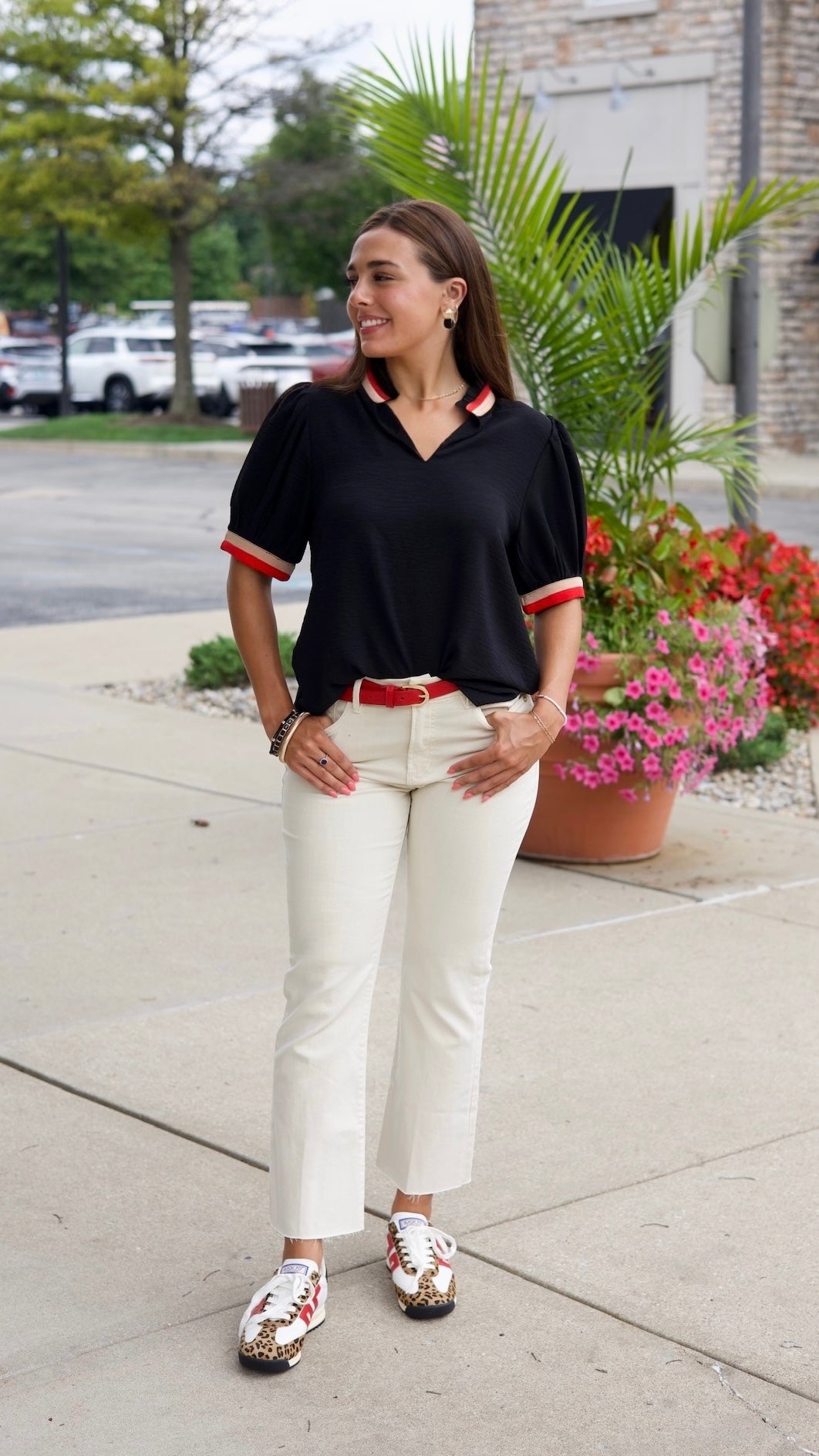 Andrea Black V Neck Top