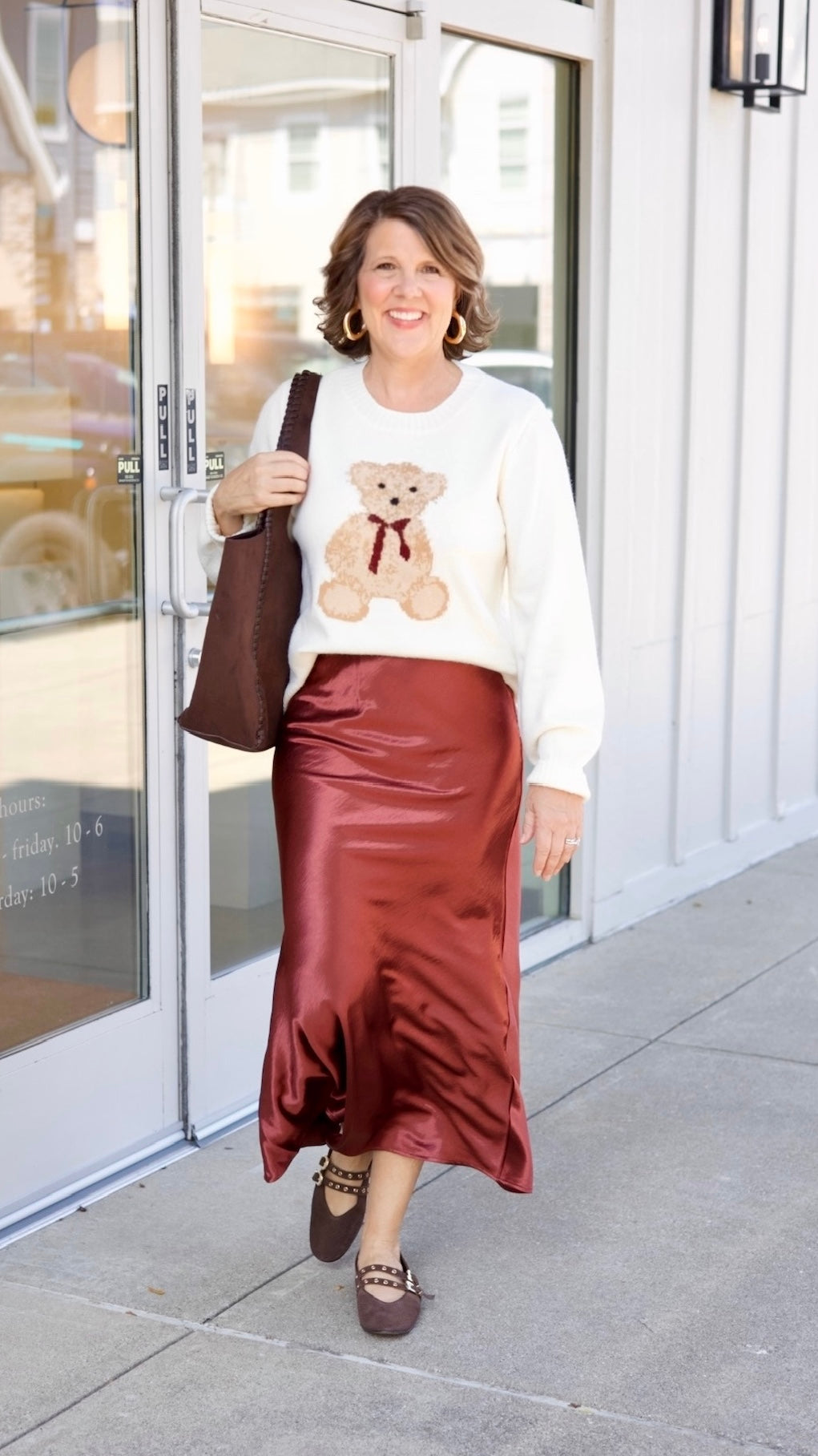 Sierra Satin Long Skirt - Burgundy