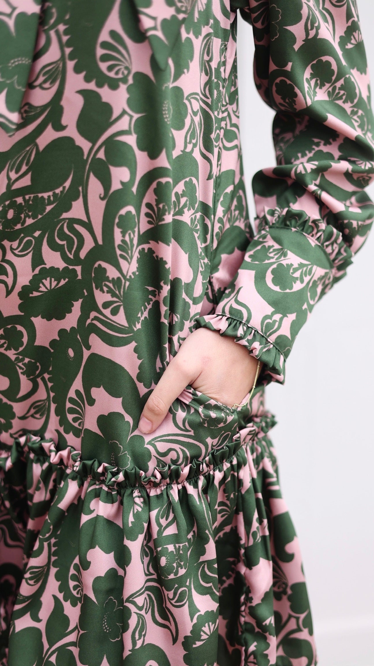 Uncle Frank Bow Neck Dress - Green/Pink