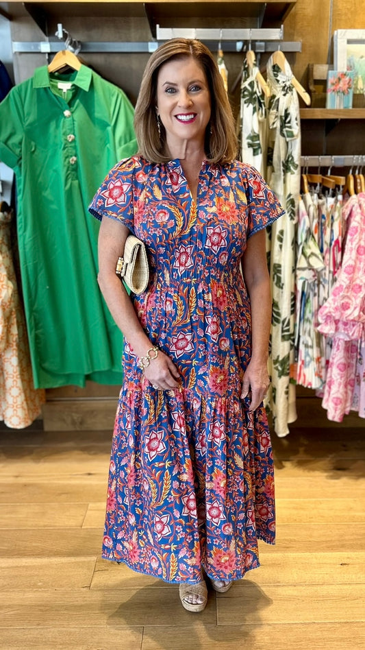 Uncle Frank Shirred Front Dress - Navy