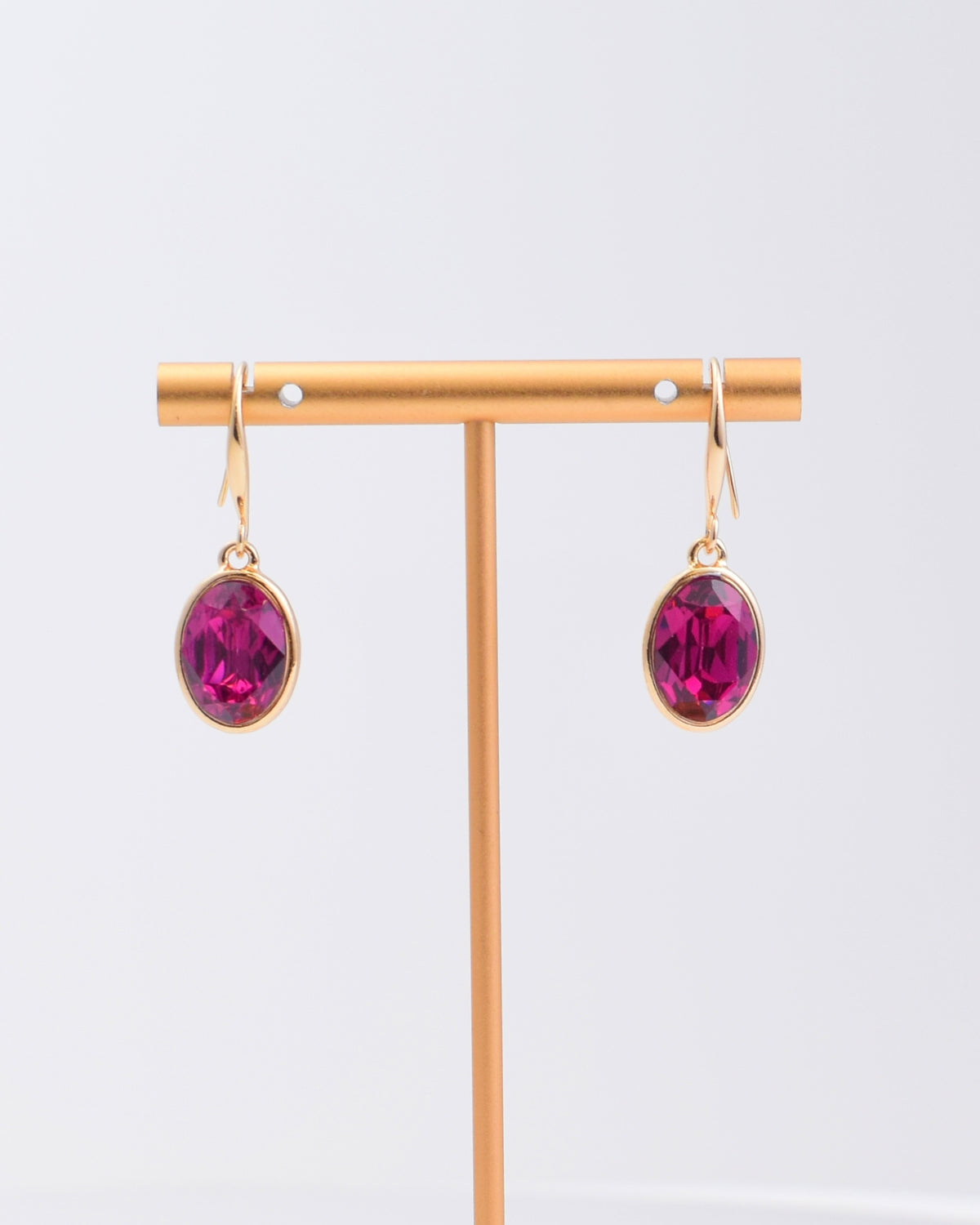 Fuchsia Oval Crystal Earrings