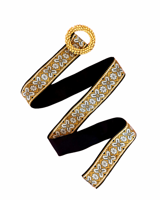 Black w/ Mustard & White Detail Belt