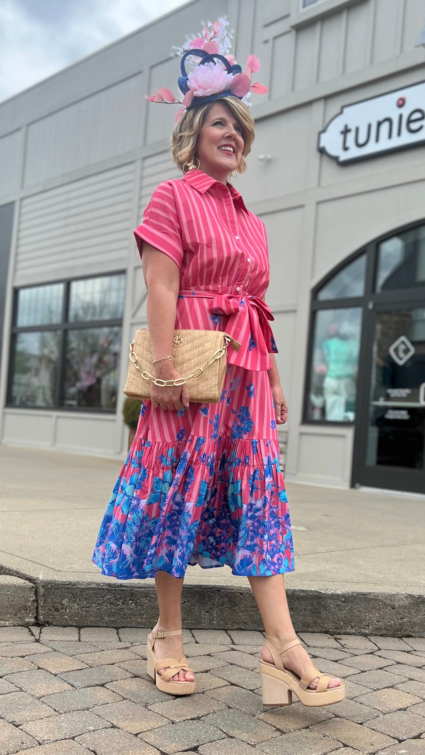 Just Bellina Bubblegum Florals Midi Dress