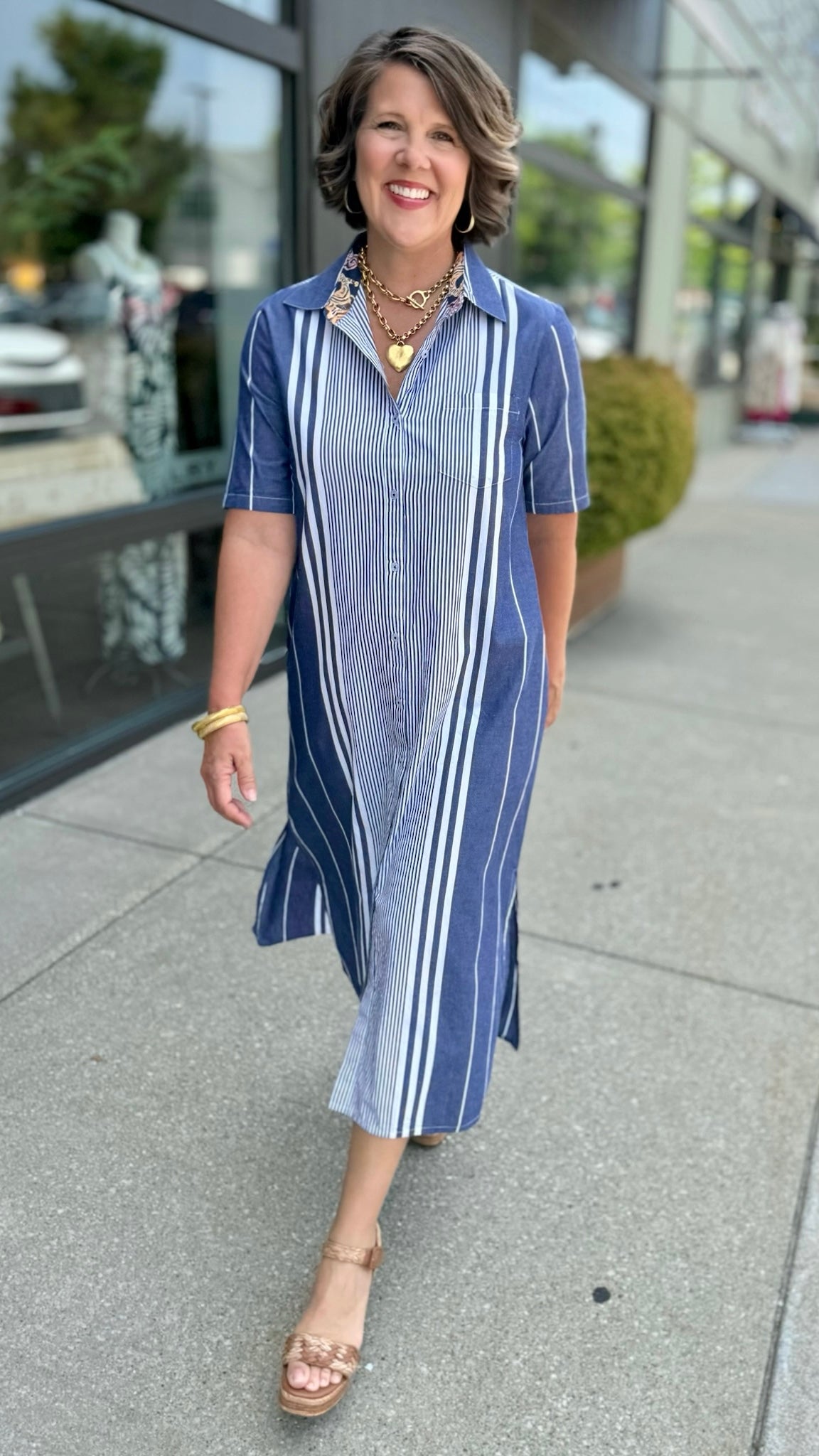 Dizzy Lizzy Breakers Stripe Dress - Navy