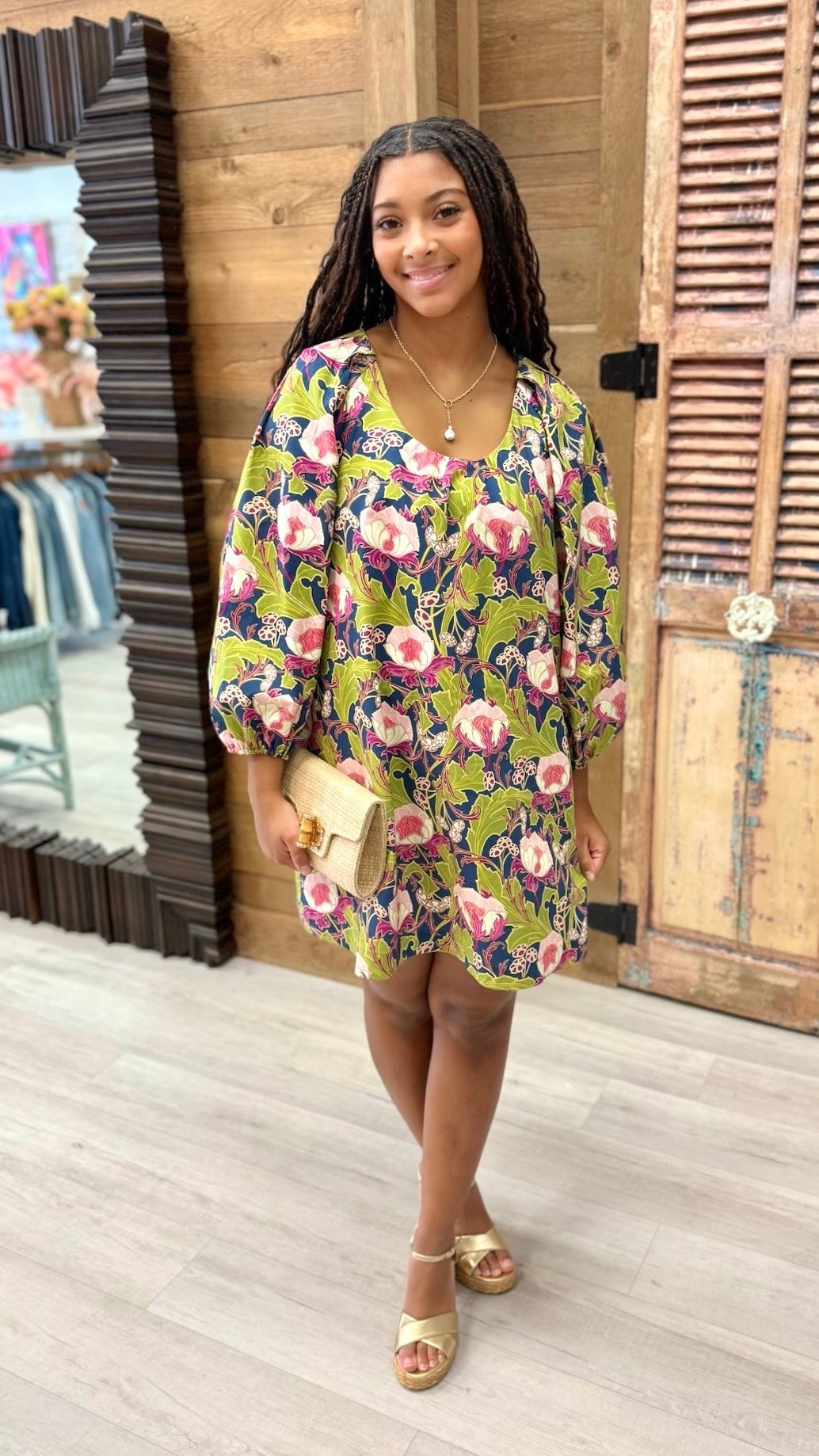 Uncle Frank Big Roses Dress - Navy