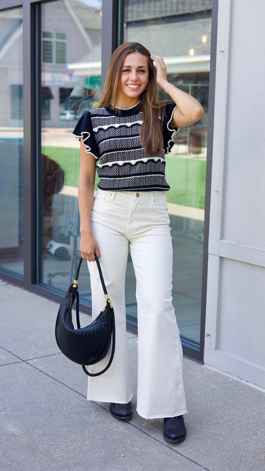 Bethany Sweater - Black & Cream