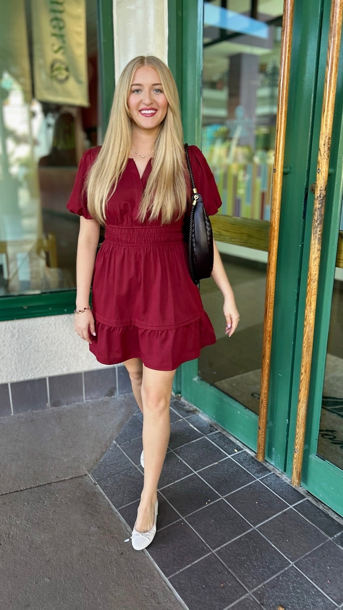 Perfect Puff Sleeve Dress - Burgundy