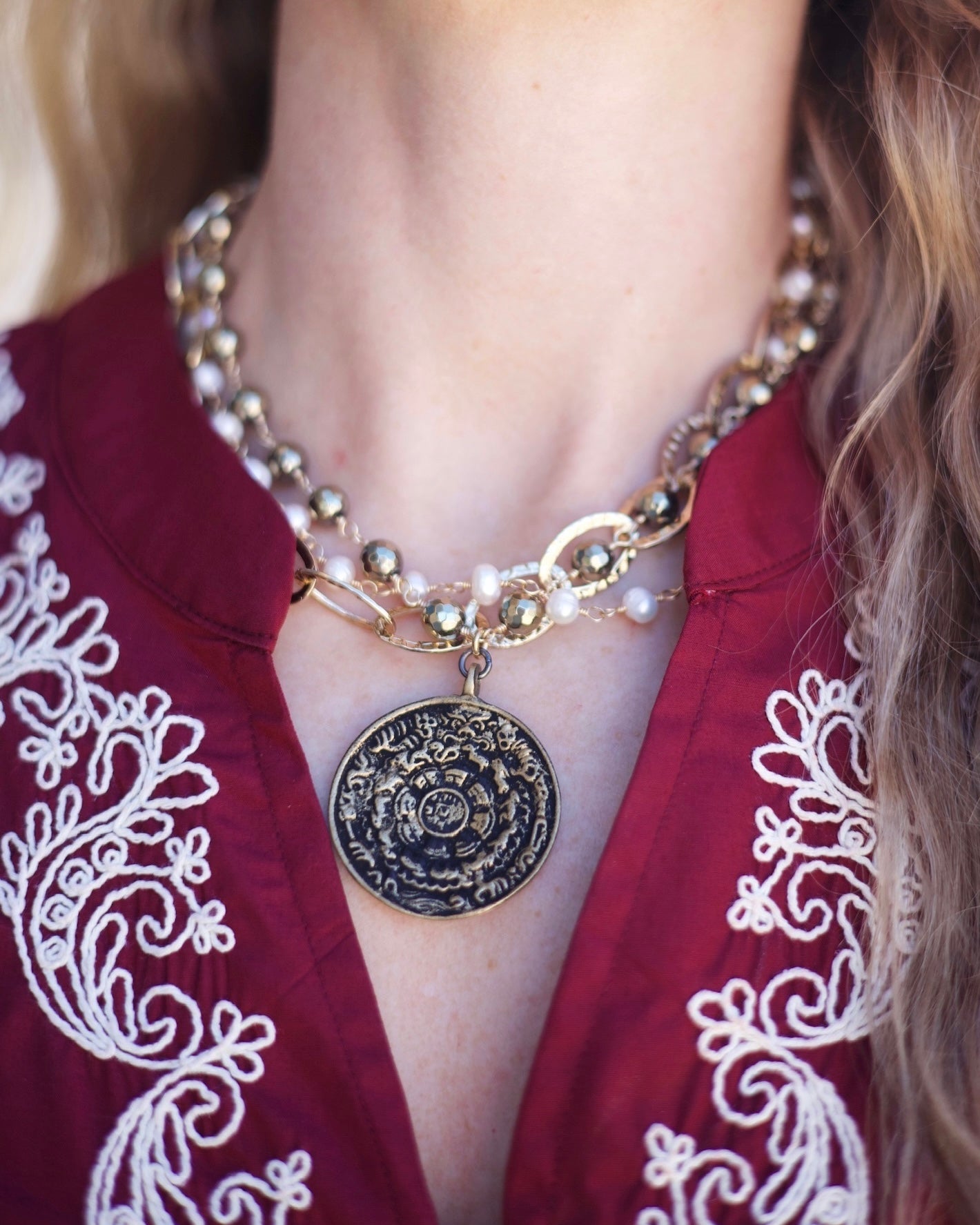 Pyrite & Pearl Necklace