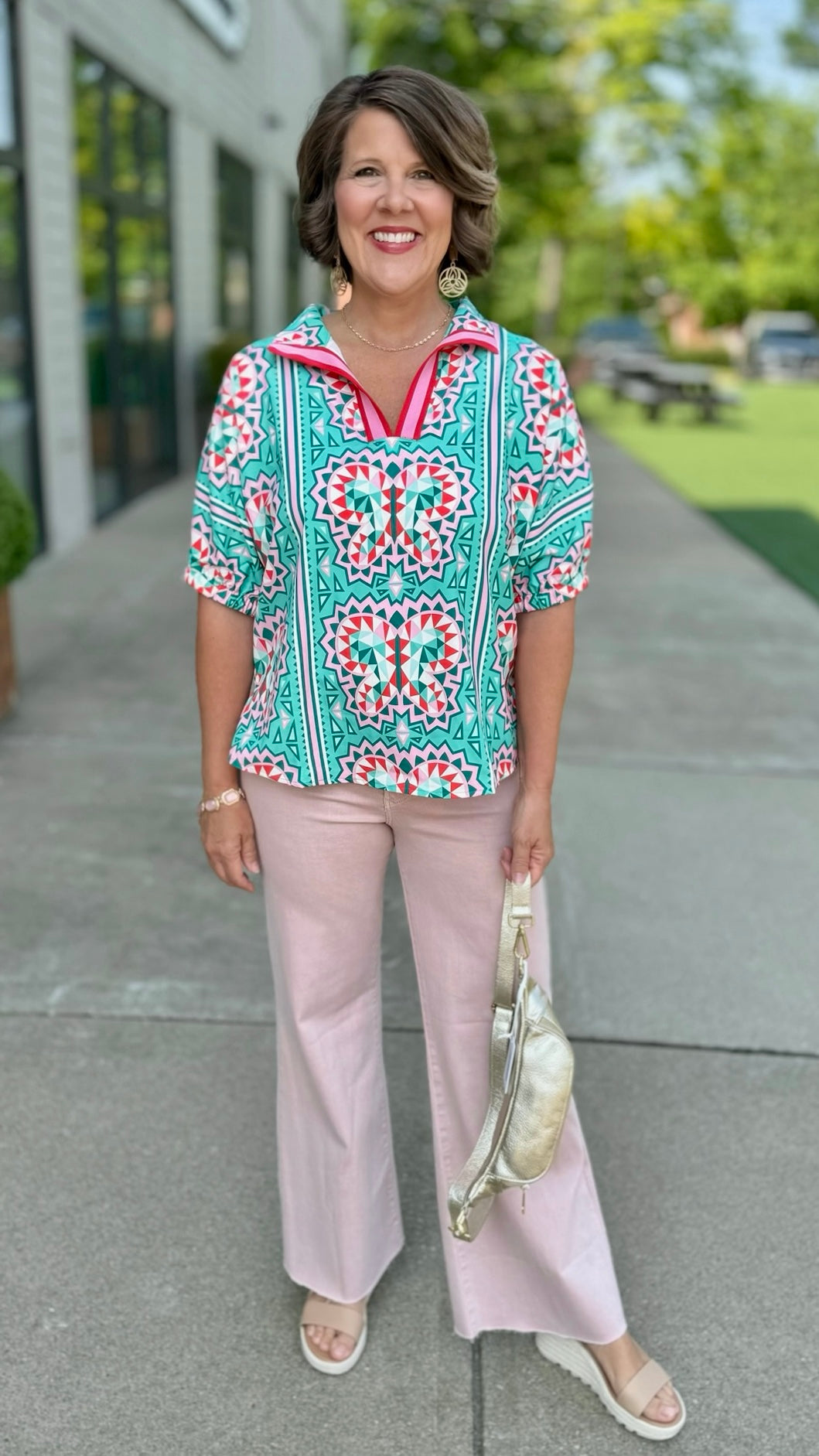 Geometric Butterfly Print Top