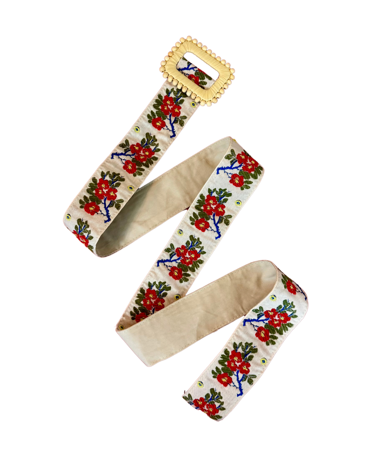 Taupe & Ruby Floral Belt