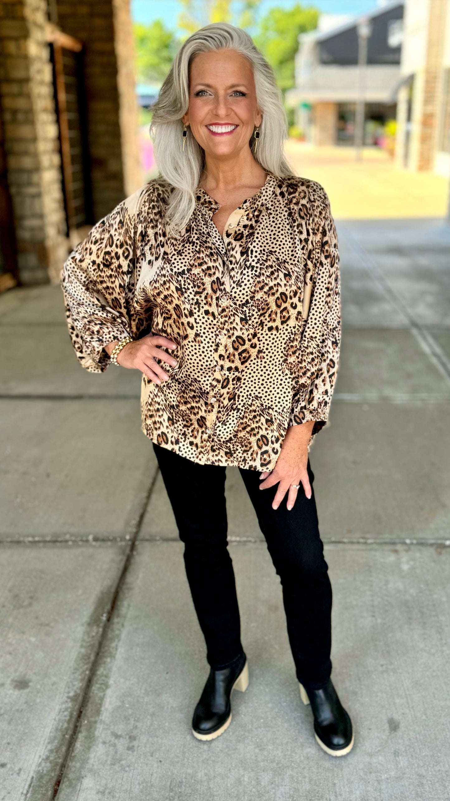 Into The Wild Animal Print Button Blouse