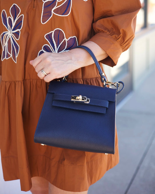 Navy Pebble Leather Bag