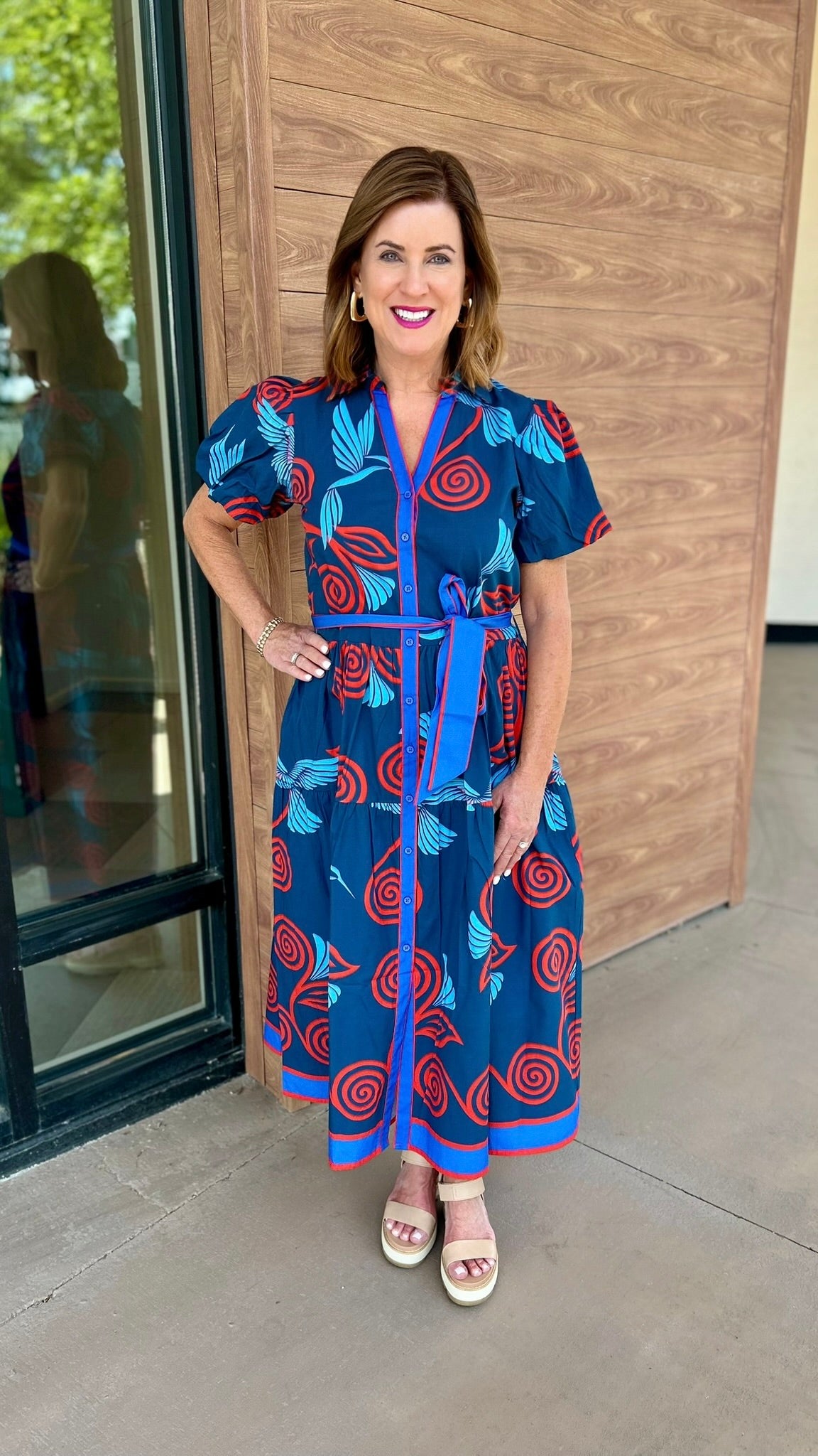 Della Dress - Indigo Feathers