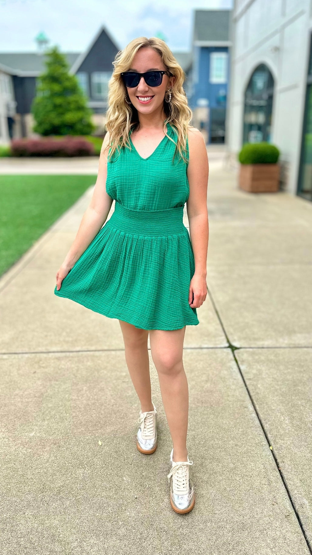 Michael Stars Viola Split Neck Tank - Kelly Green