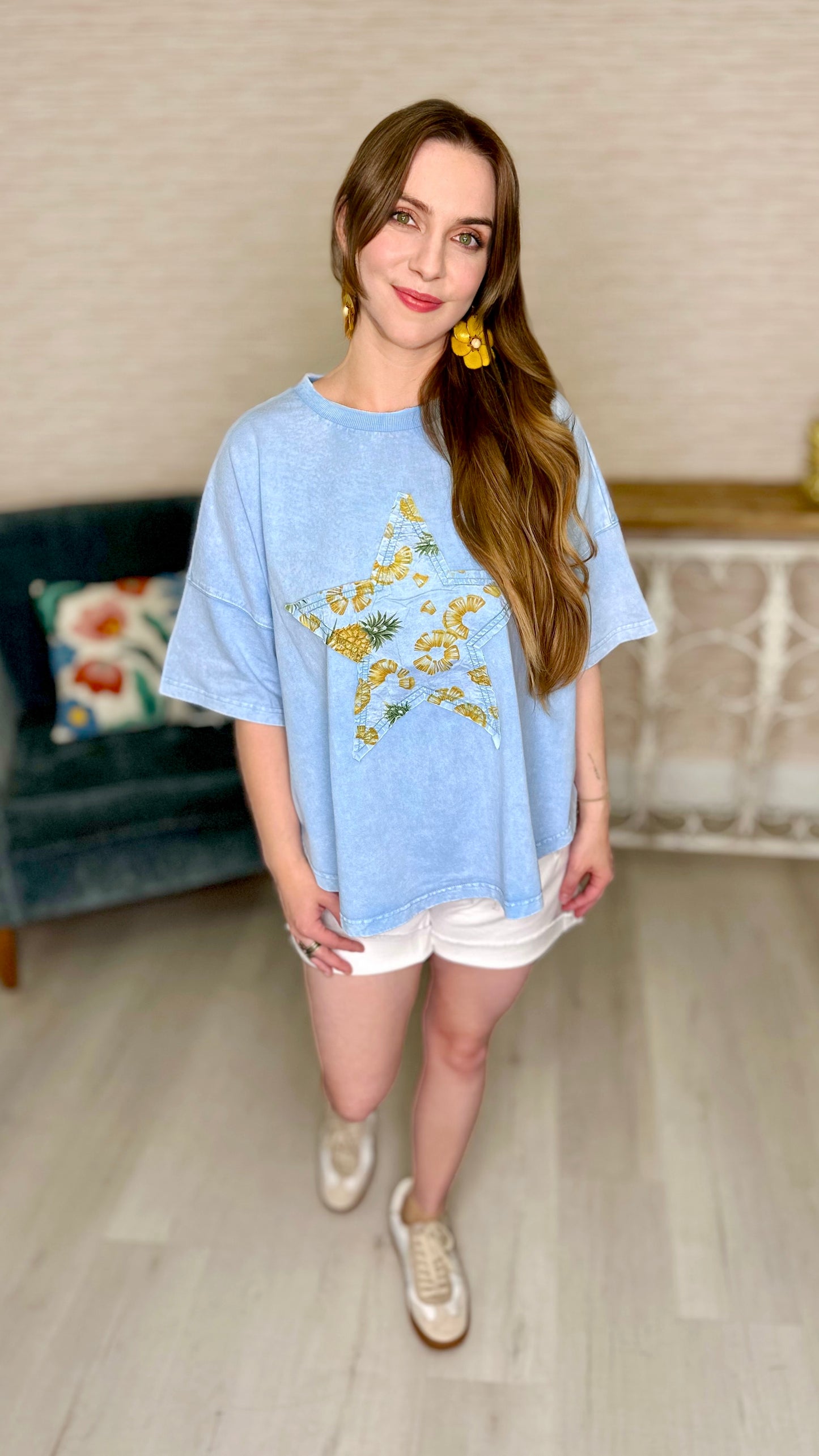 Peri Blue Star Patch Top