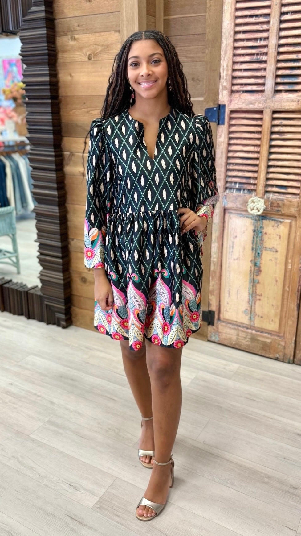 Frances Floral Dress - Black