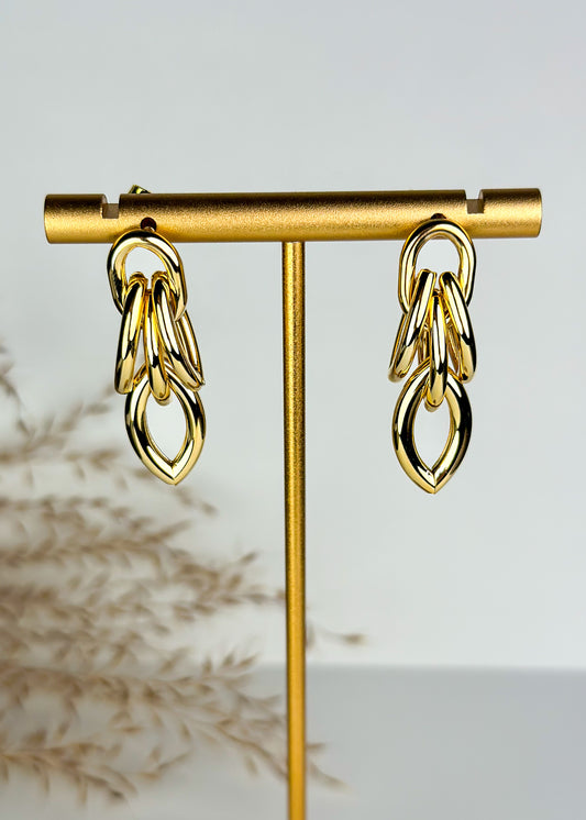 Marquis Link Earrings - Gold