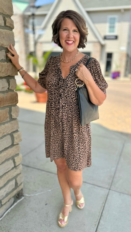 Tie Front Animal Print Dress