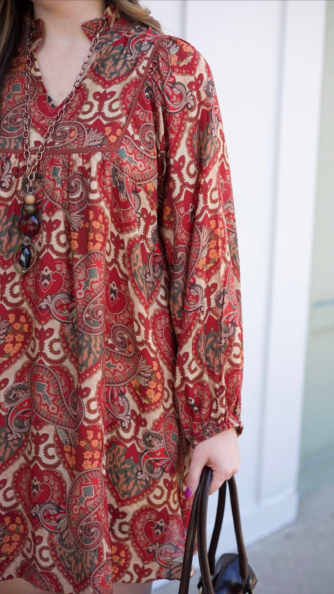 Autumn Paisley Dress - Brick