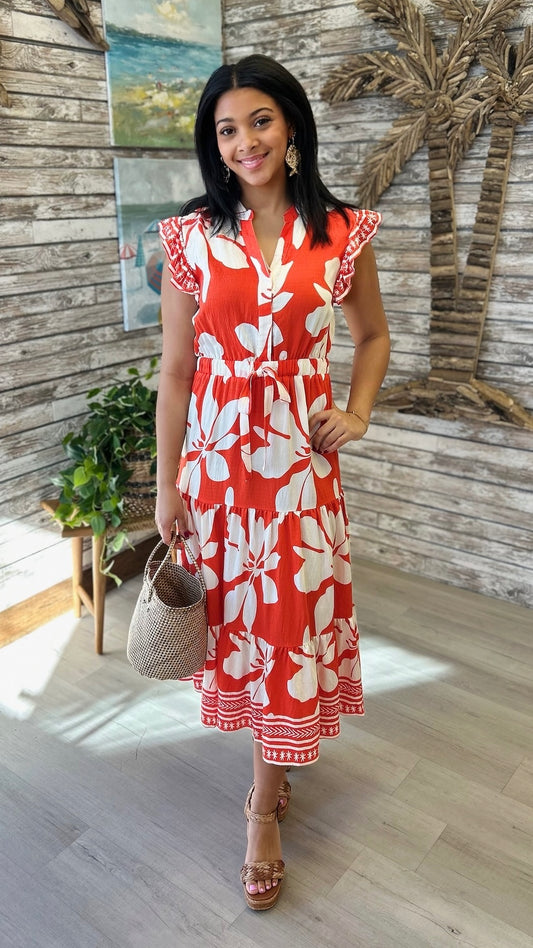 Saylor Tiered Dress - Orange