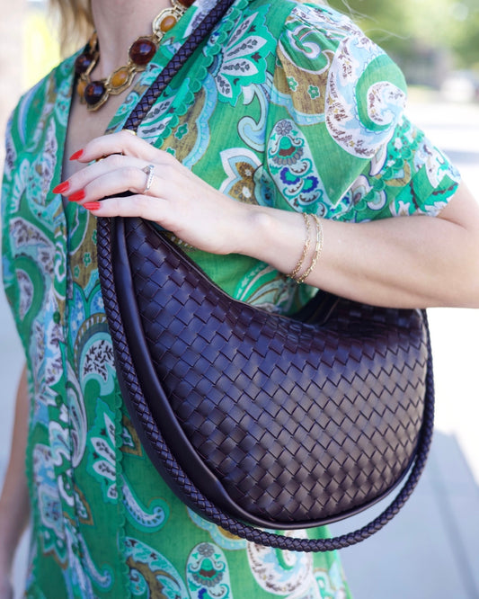 Woven Hobo Bag - Chocolate
