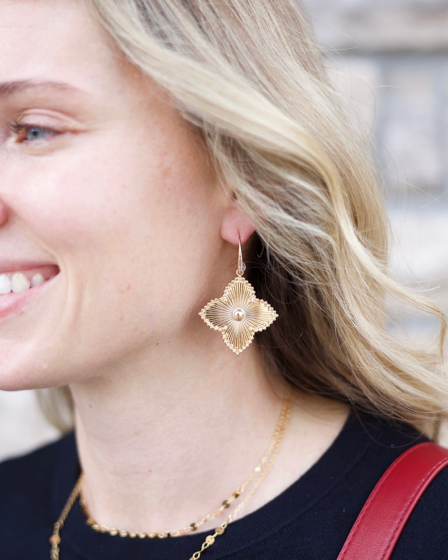 Ball Studded Clover Earrings