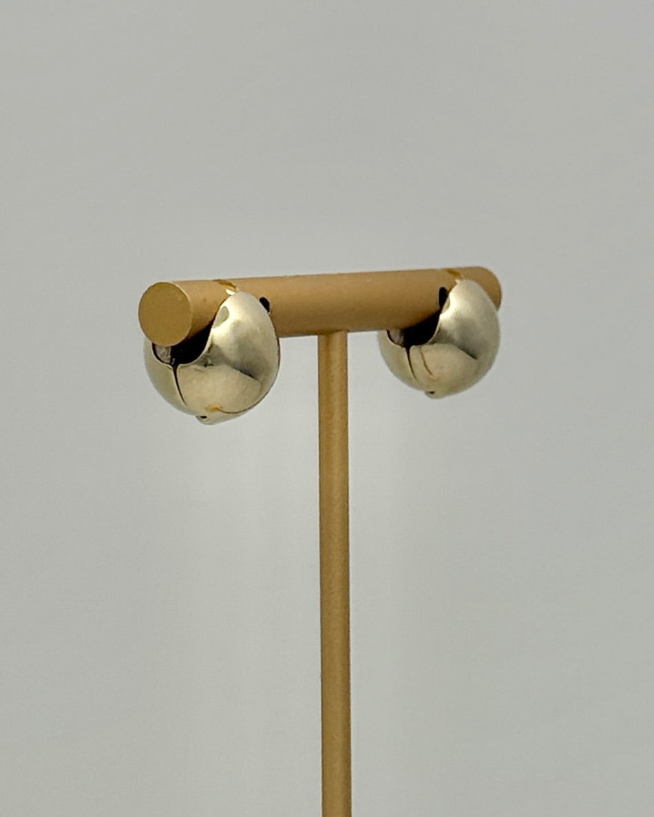 Gold Button Hoop Earrings