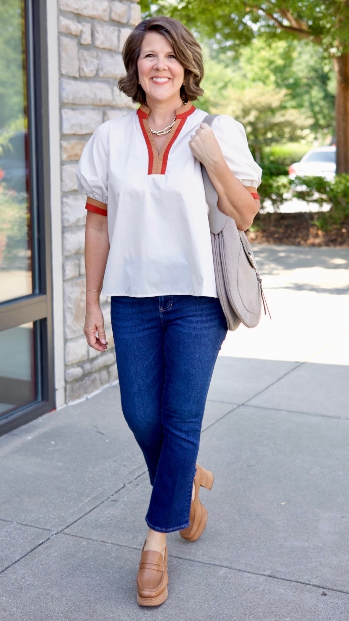 Tiffany Trim Top - Rust