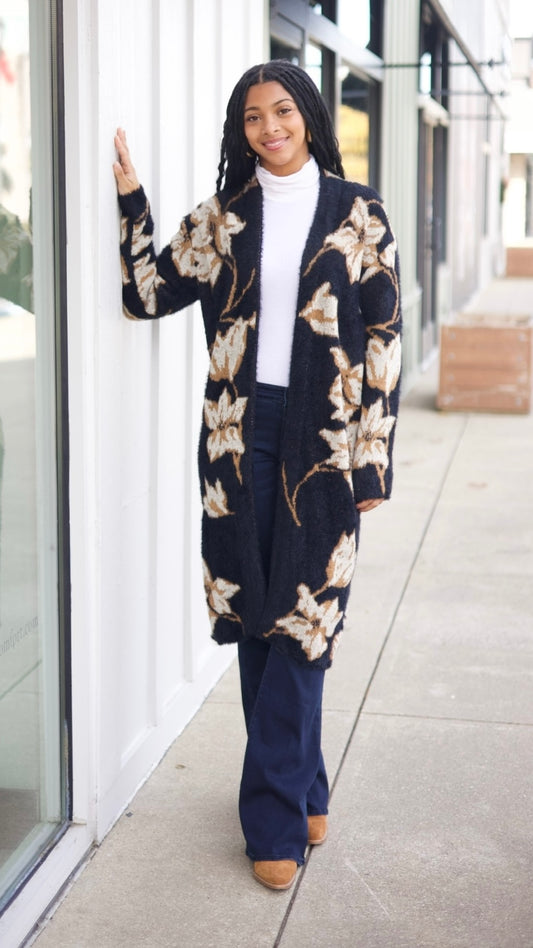 Emory Floral Intarsia Duster Cardigan