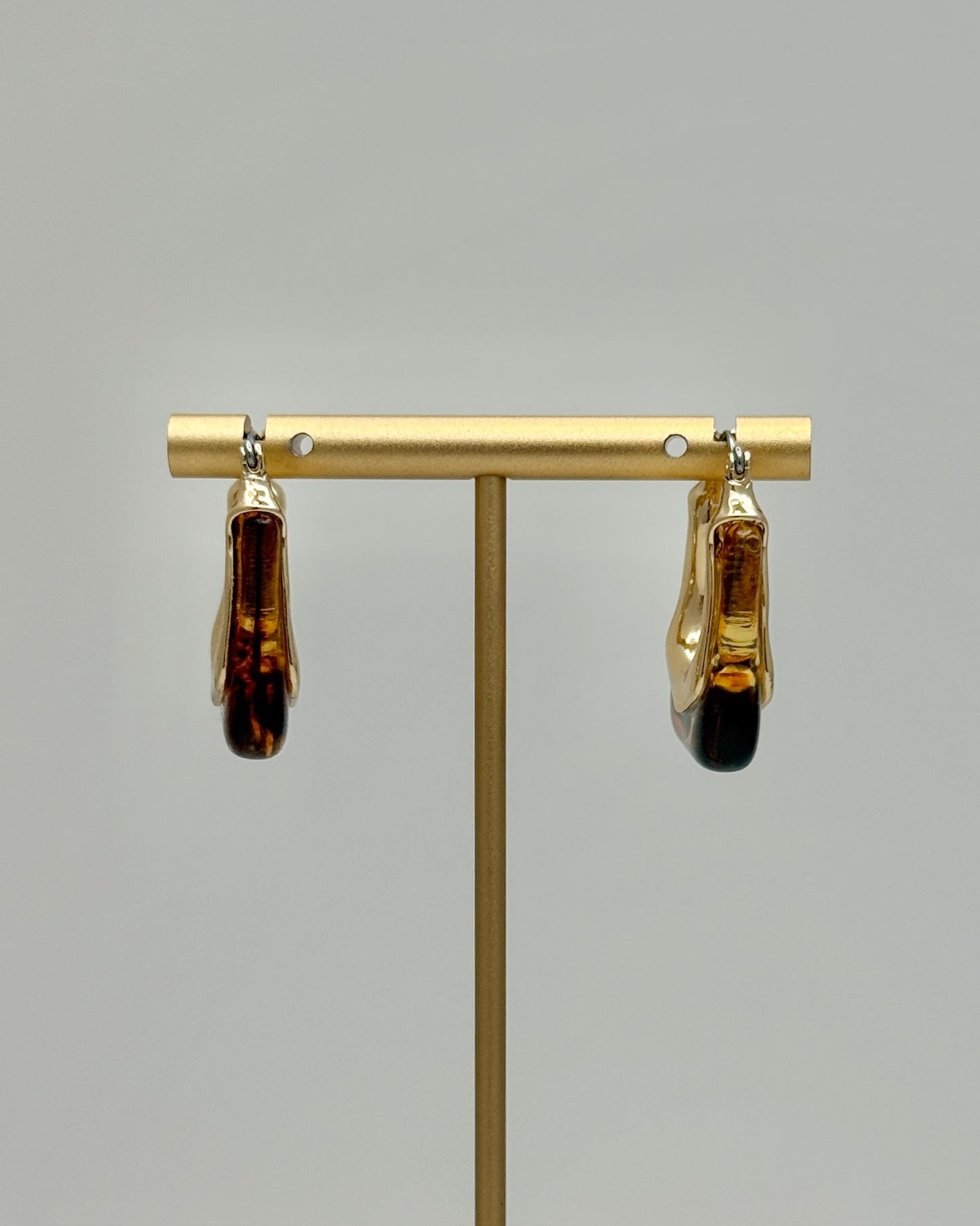 Amber/Gold Oblong Hoop Earrings