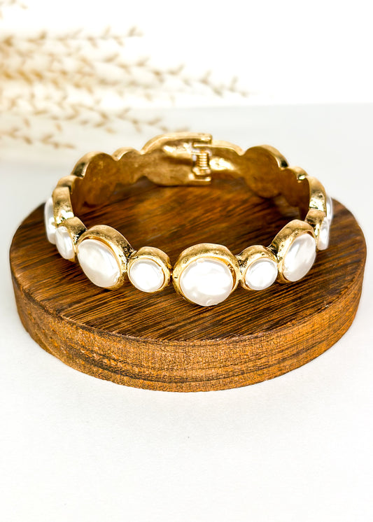 Gold Pearl Cluster Bracelet
