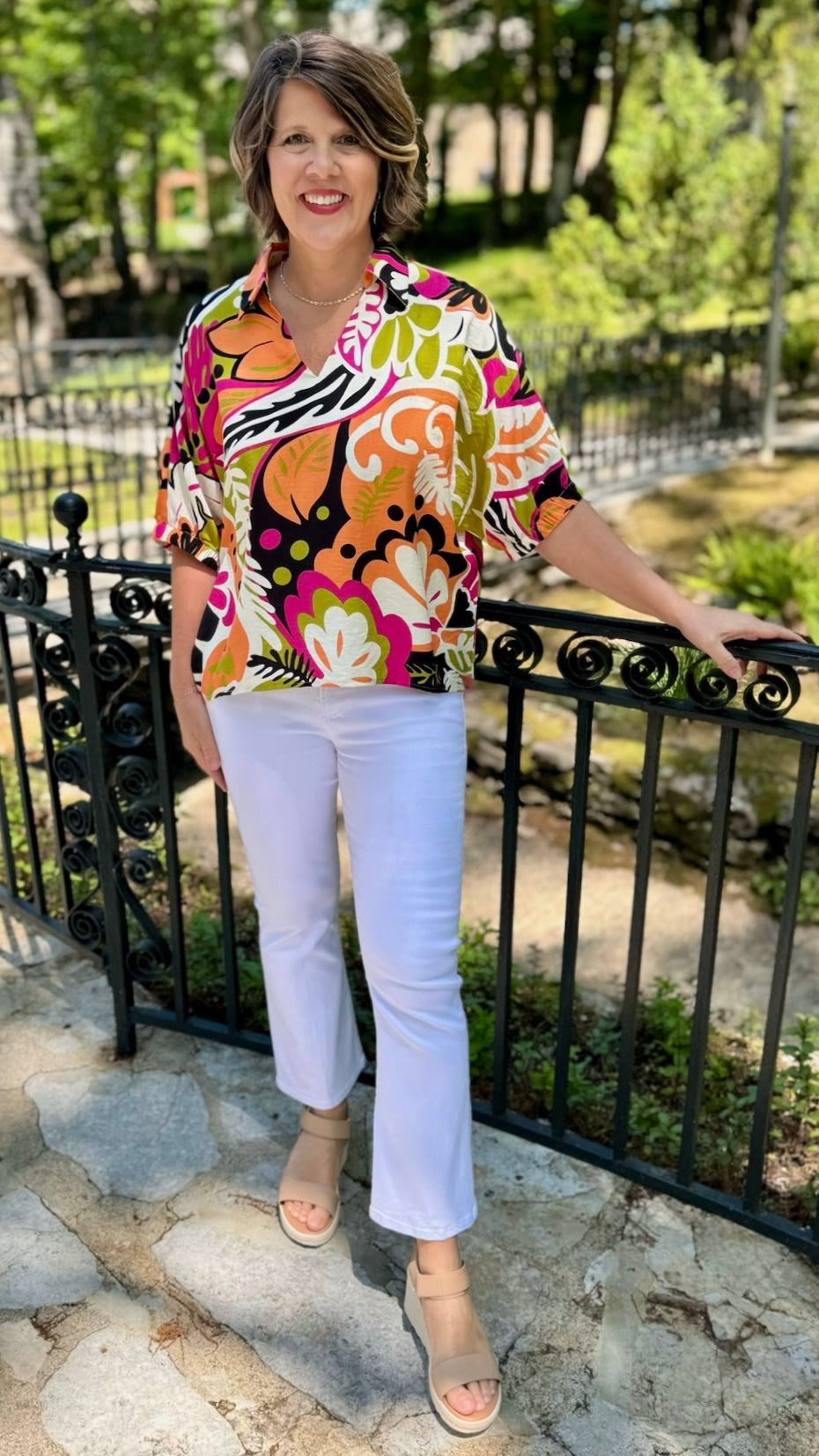 Gianna Flower Top  - Orange