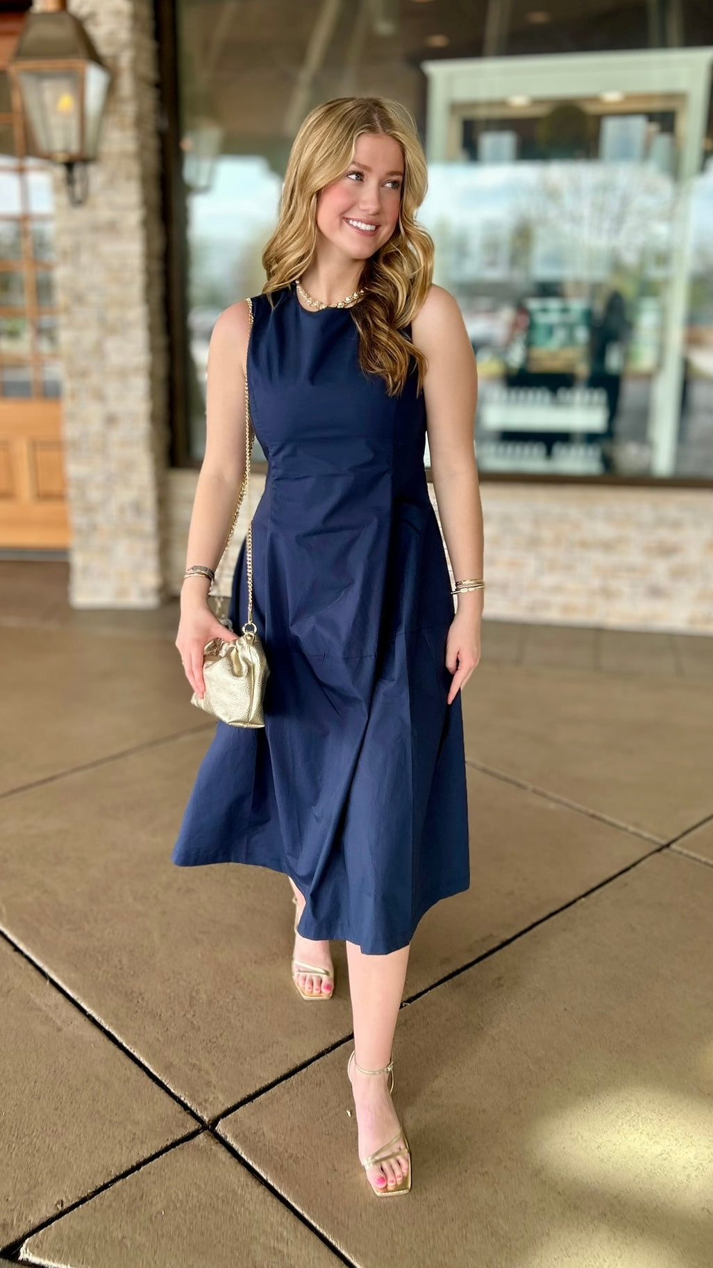 Daniella Linen Midi Dress - Navy