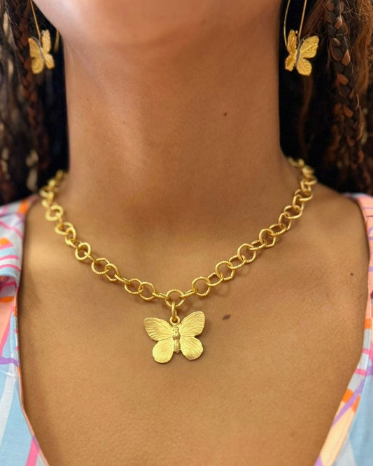 Susan Shaw Butterfly Gold Chain Link Necklace